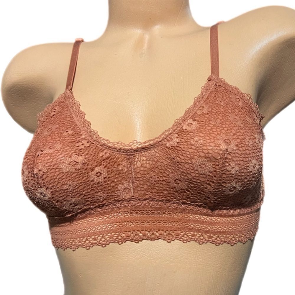 Victoria’s Secret Crochet floral lace unlined bralette bra ginger Small